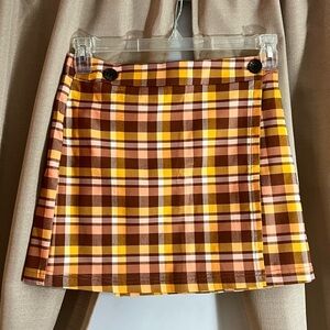Autumn color plaid stretch skirt
